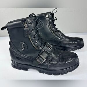 RARE Polo by Ralph Lauren Men's Black Leather Boots Retail $480